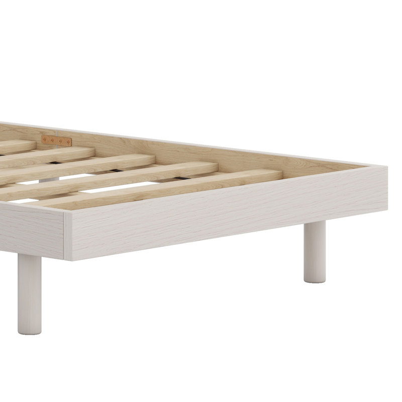 Base de lit plateforme flottante de conception moderne, Lit simple, Blanchies