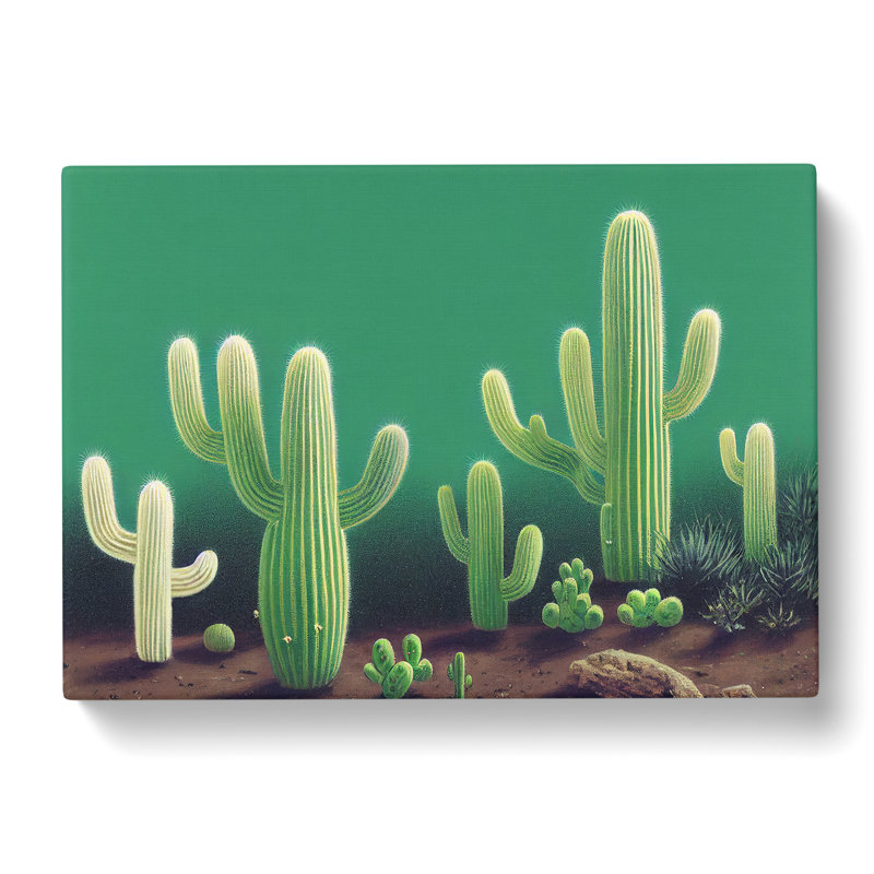 Friendly Cactus - Wrapped Canvas Painting, 35cm H x 50cm W x 3cm D