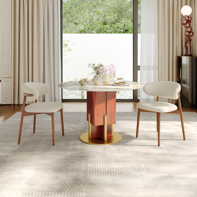3-pieces Round Bistro Table Breakfast Nook Dining Set 43" with 2 Seats, 29.9" H x 43.3" W x 43.3" D, Pandora