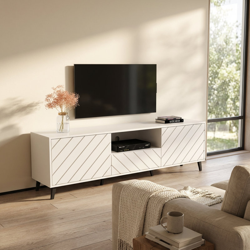 Paris 71" White TV Stand, White