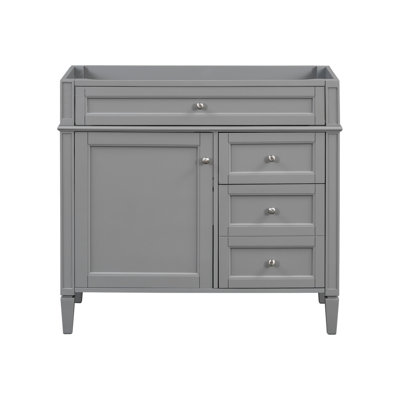 " solid wood bathroom vanity cabinet: modern design with 2 drawers & tip-out drawer - basin sink not included