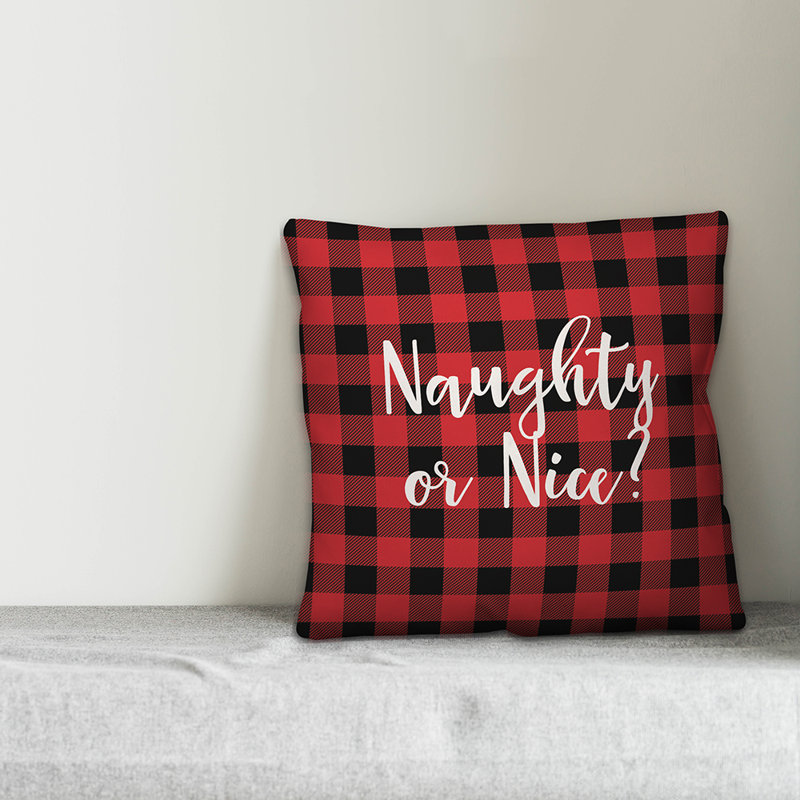 Red and Black Buffalo Check Holiday Throw Pillow