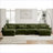 Sectional Sofas | Modern 4 Seater U Shaped Cloud Couch for Living Room, Convertible with Movable Ottomans | Velvet | Olive Green