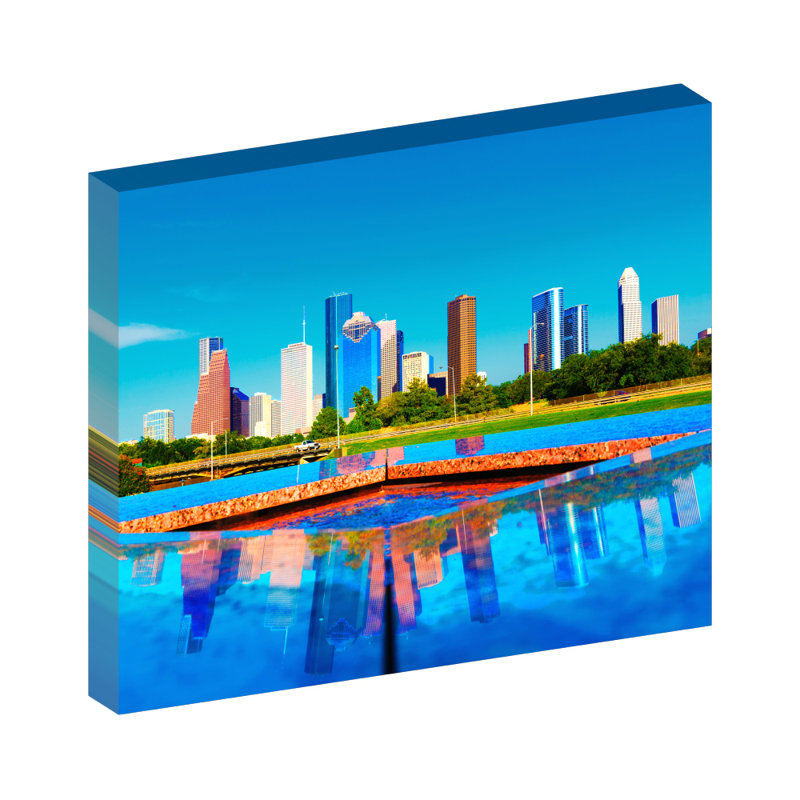 Houston Skyline, Houston Texas - reproduction de photo sur toile, H 20 po x l 24 po x P 1,5 po, Toile tendue