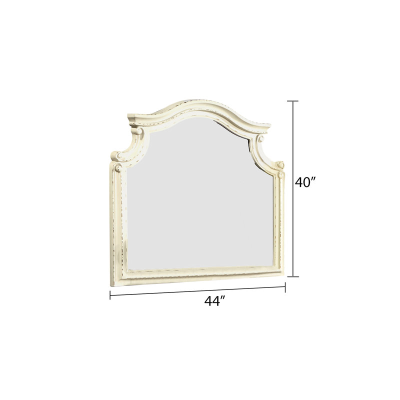 Miroir de chambre à coucher en bois massif traditionnel beige antique - Option élégante, caractéristique élégante