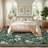 Washable Area Rug, 5x7 Floral Soft Rug for Living Room, Non Slip Low Pile Carpet for Living Room, Bedroom, Dining Room, Green-520934203-520934201