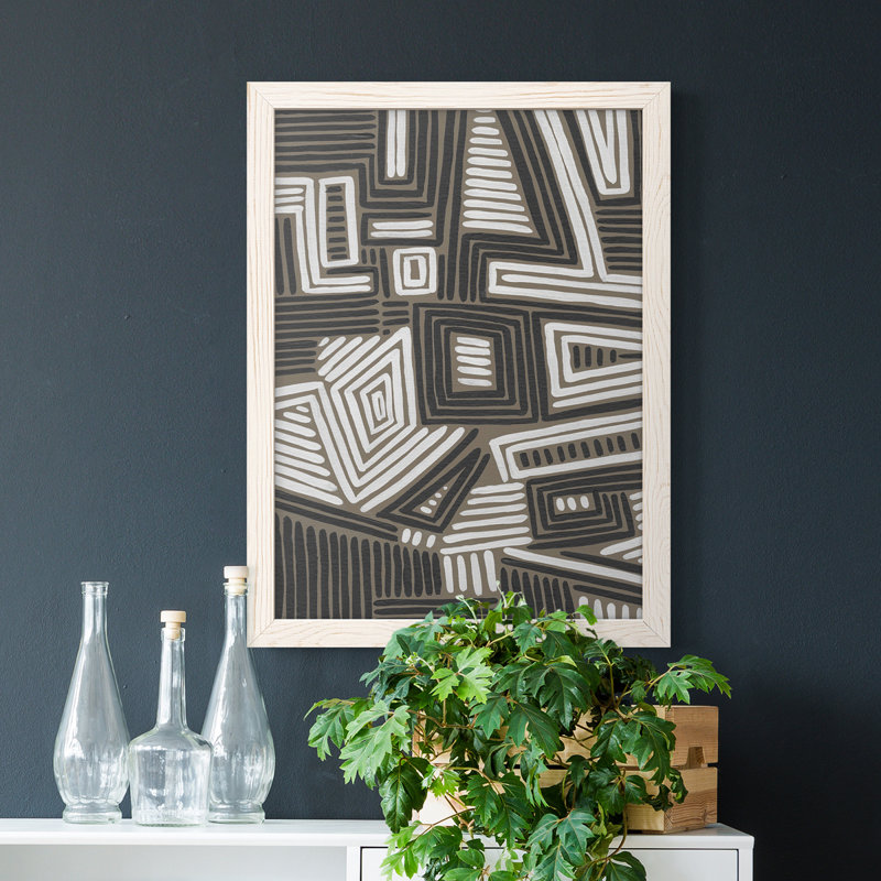Abstract Maze II - Peinture sur toile encadrée, Cadre blanc, H 31 po x l 44 po x P 1 po