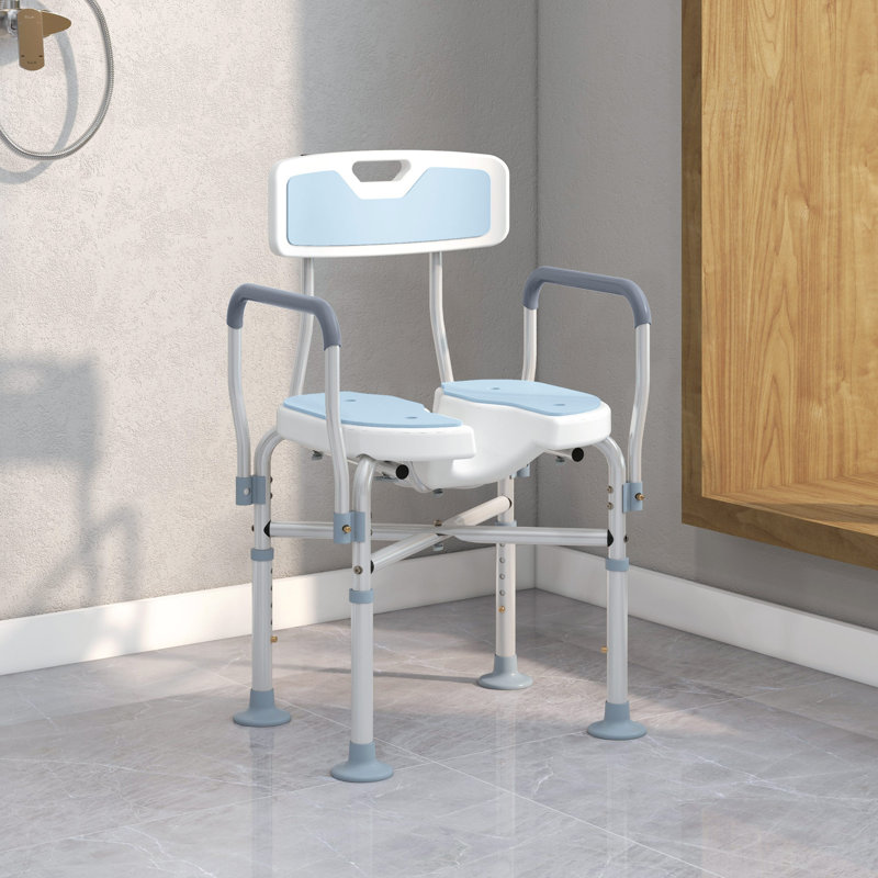 Masvingo Shower Chair with Hygiene Cut-Out Seat Padded for Elderly Light Blue