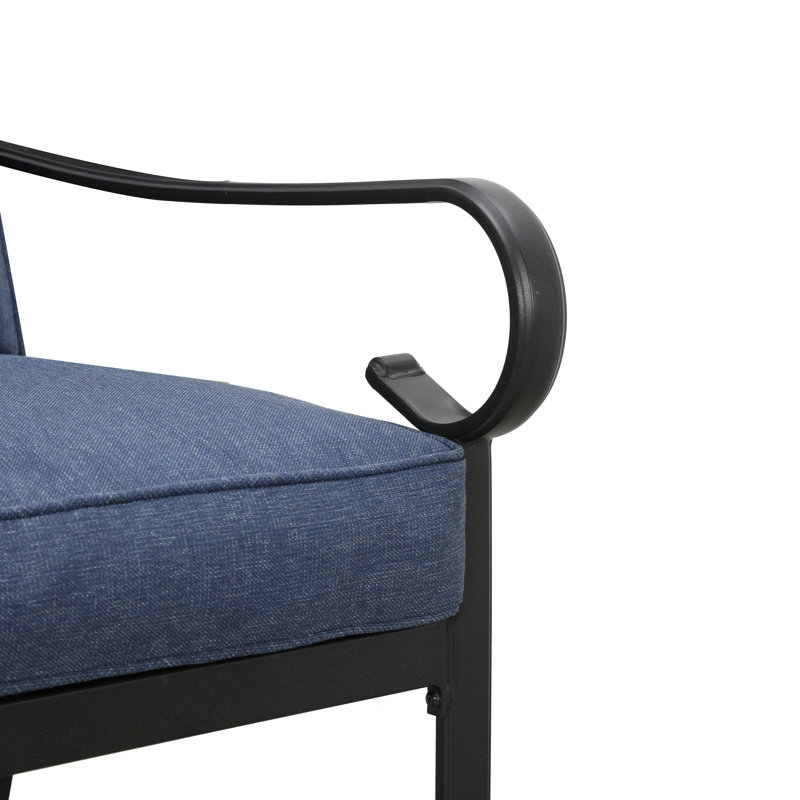 Genevrier 2-Piece Patio Loveseat and Coffee Table Set with Cushions, Blue