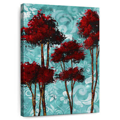 Harnek, fleurs turquoise et arbres rouges