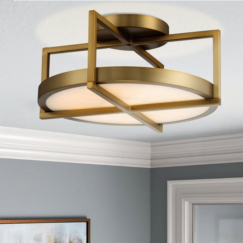 LED Semi Flush Mount, 6.5" H x 14" W x 14" D
