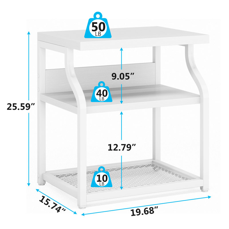 Wirrida 49.9cm W Steel Bedside Table, White