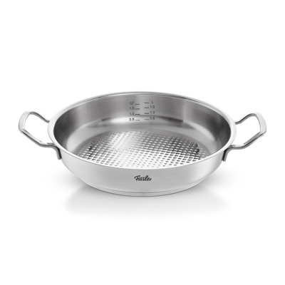 Plat de service de 9,5 pouces Fissler Original-Profi Collection, acier inoxydable 18/10, lavable au lave-vaisselle, surface Novogrill