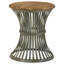 Table d'appoint ronde naturelle et bleue patinée