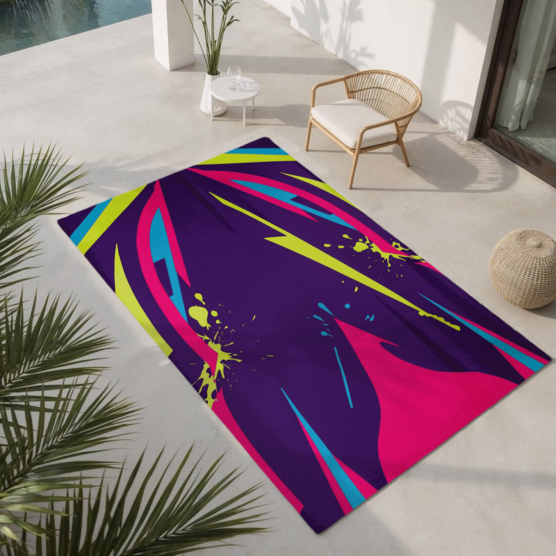Neon Velocity Indoor And Outdoor Area Rug, Rectangle 1'6" x 2'6"