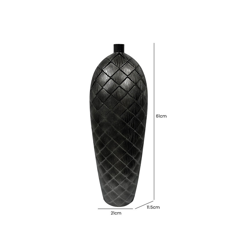 Covadonga Gunmetal Finish Polyresin Floor Vase, 61cm H  x 21cm W  x 11.5cm D