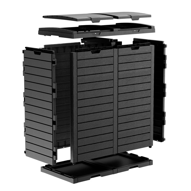 Poubelle d'extérieur 62 gallons, Noir mat