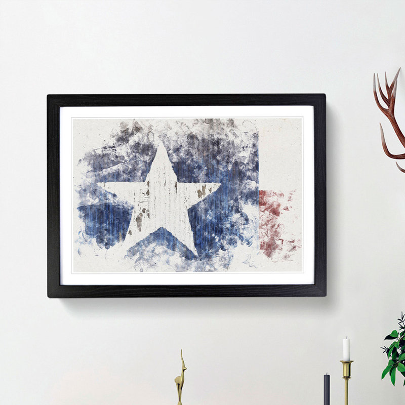 Flag of Texas - Picture Frame Painting Print, 40cm H x 60cm W x 2cm D, Black Framed