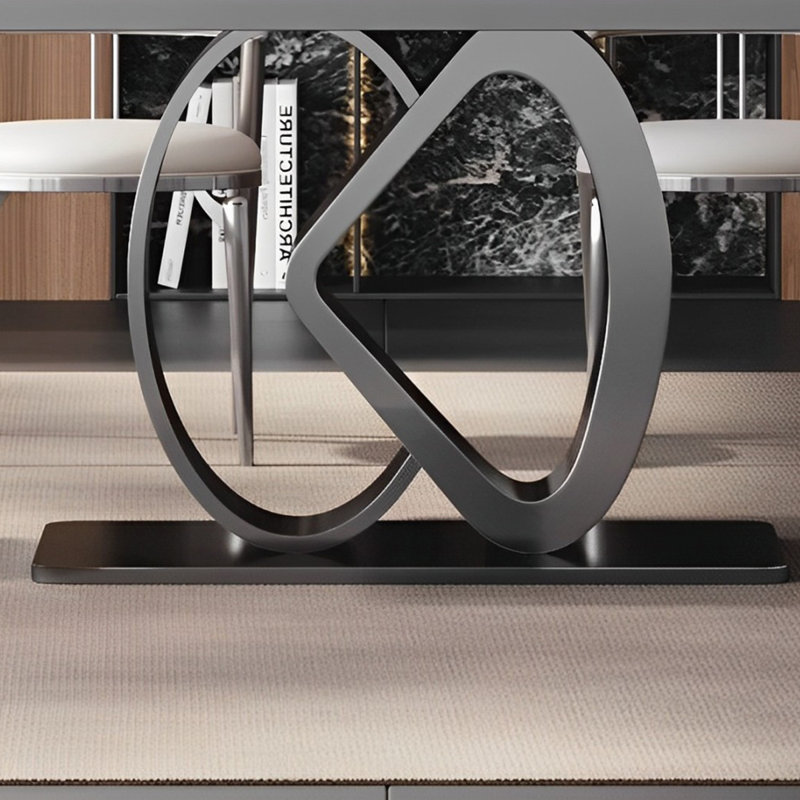 High-end rock plate dining table and chair set, 29.52"H x 55.11"L x 31.49"W