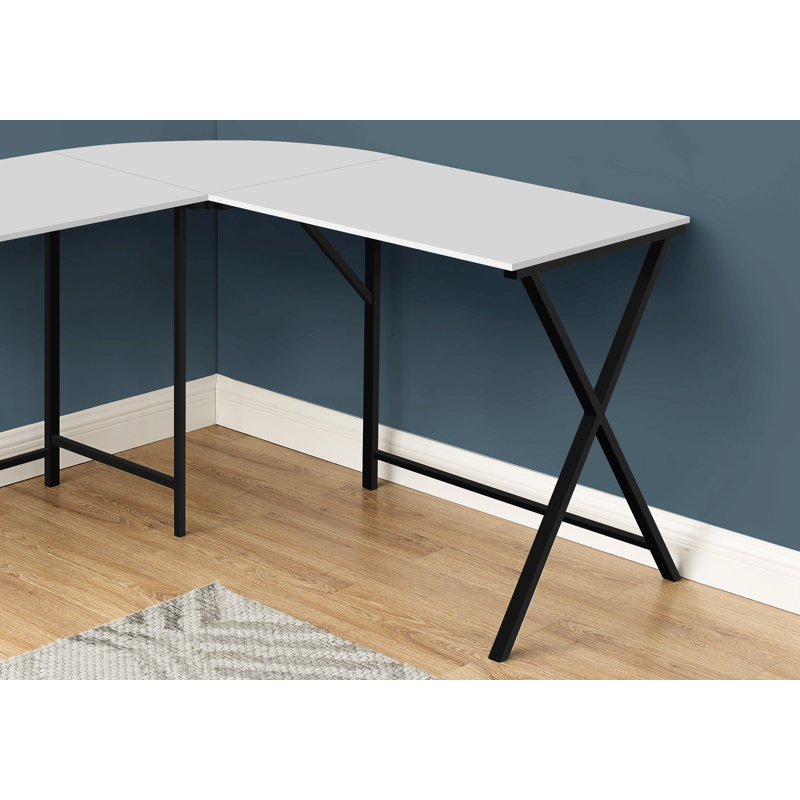 Bureau d'ordinateur, bureau personnel, coin, L 55 po, forme en L, travail, ordinateur portable, stratifié, métal noir, contemporain, moderne