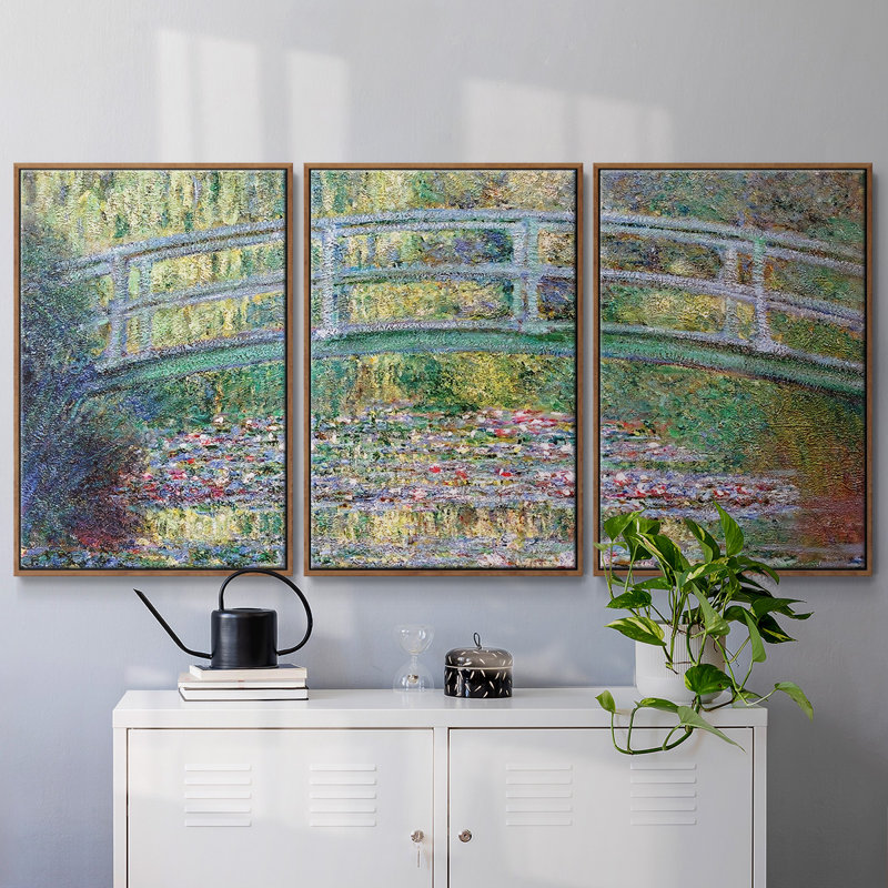 Le pont japonais (l'eau, 3 pièces), H 36 po x l 75 po x P 2 po, Noyer
