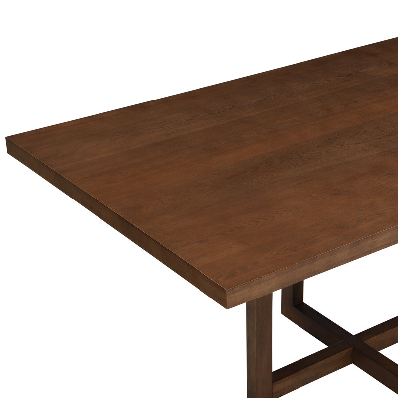 Ensemble de table de salle à manger 6 personnes avec chaises rembourrées et structure en bois d'hévéa Drake, Walnut
