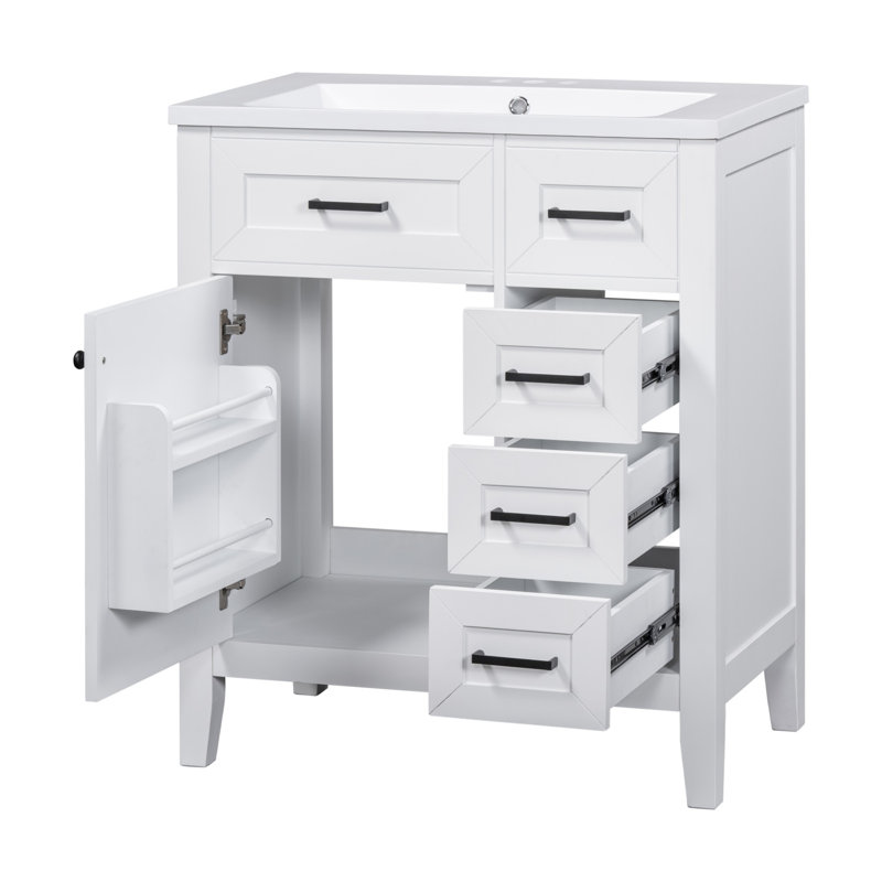Bathroom Vanity With Sink, Bathroom Cabinet With Drawers, White
