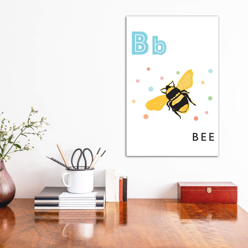 Alphabet Flash Card B - impression d'art graphique, Toile tendue, H 60 po x l 40po x P 1,5 po, Pas de tapis