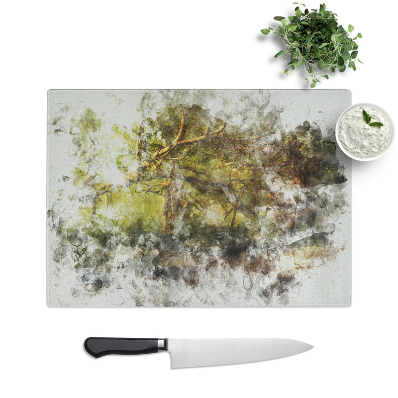 Tempered Glass Mystical Forest Chopping Board, 28.5 cm x 39 cm