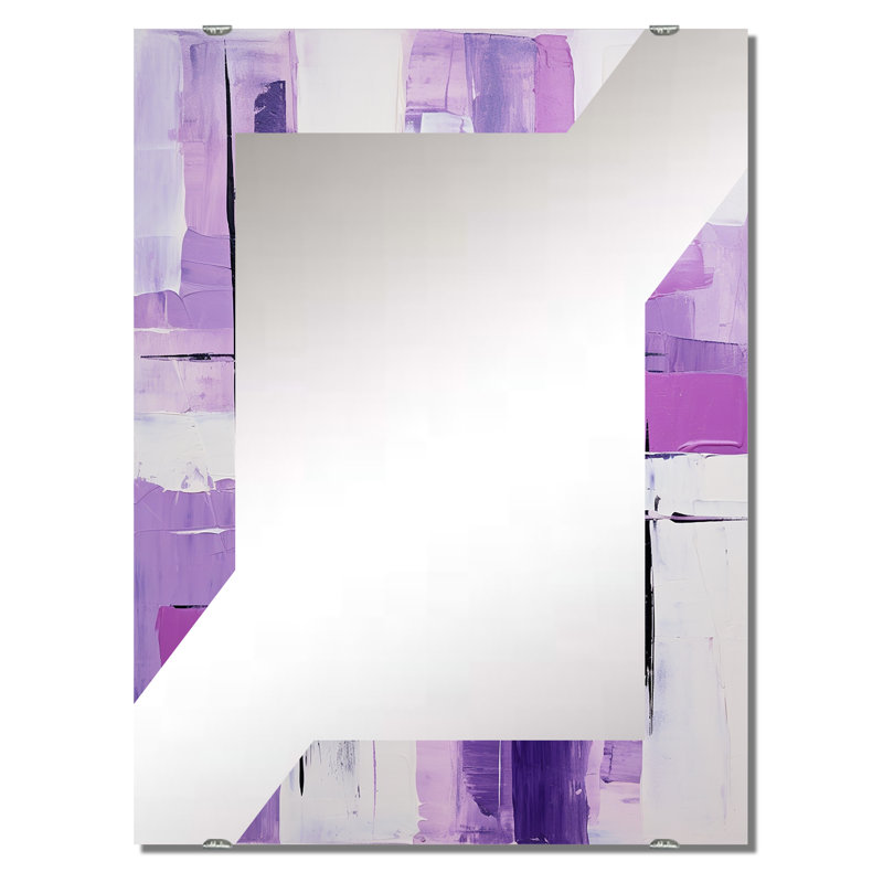 Miroir mural Tachisme mauve, Tachisme Modern - Tachisme mauve cubisme III, 40 po x 30 po