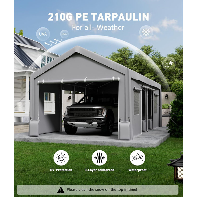 Replacement Canopy Cover Top Heavy-Duty Carport Cover - 200G PE Waterproof & UV-Resistant Replacement Canopy Top Only Easy Installation