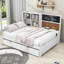 Lit de jour en bois Barnerd avec tablettes, tableau noir, ports USB et lit gigogne simple-356225528