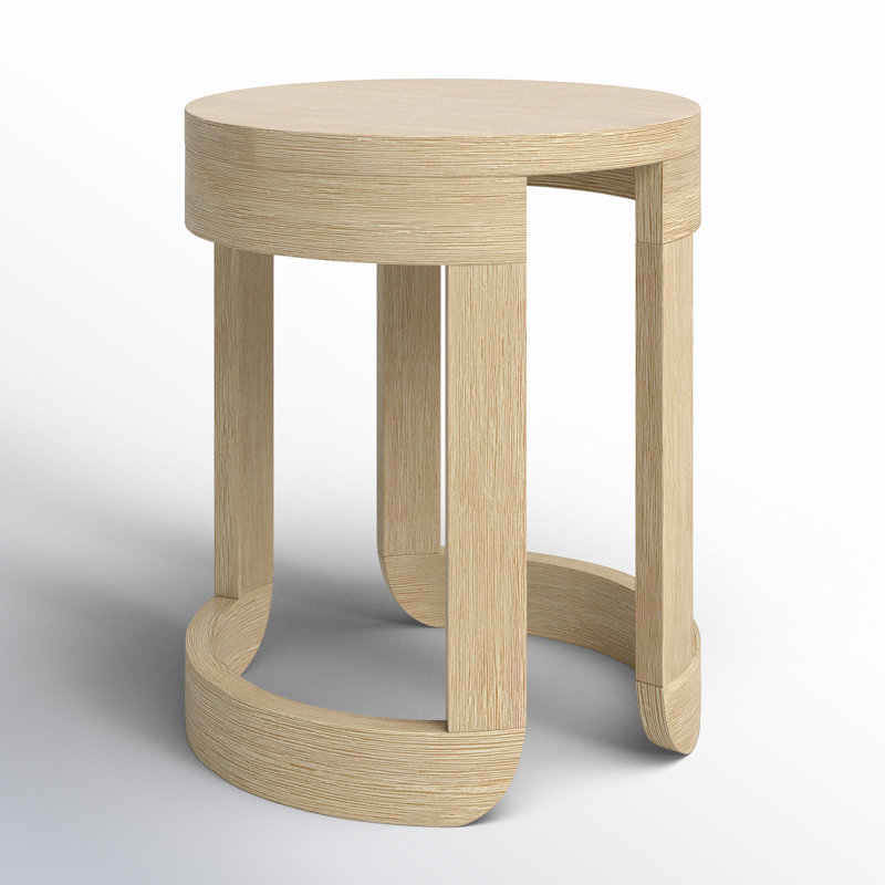 Dutton Round 20.08'' Acacia Solid Wood Outdoor Side Table, Beige
