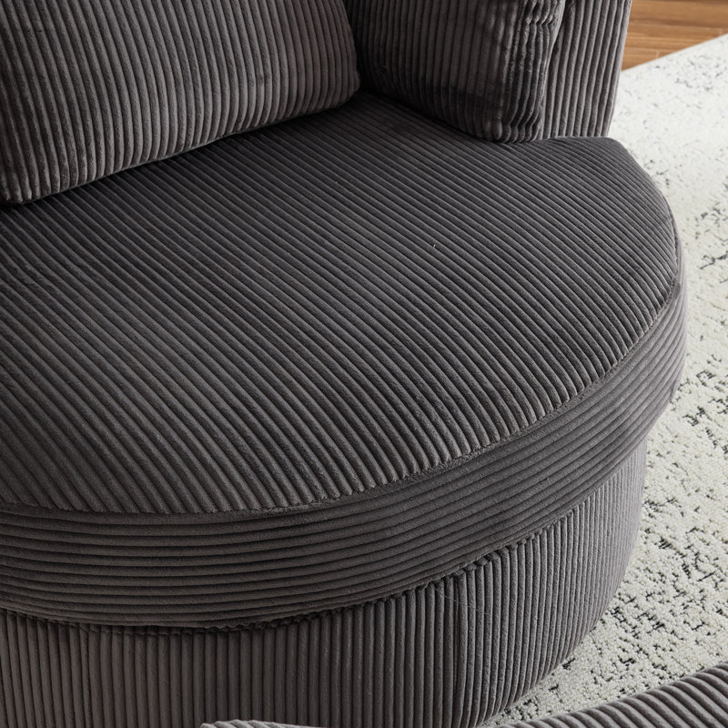 41"W Crescent Upholstered Velvet Swivel Accent Chair, Gray