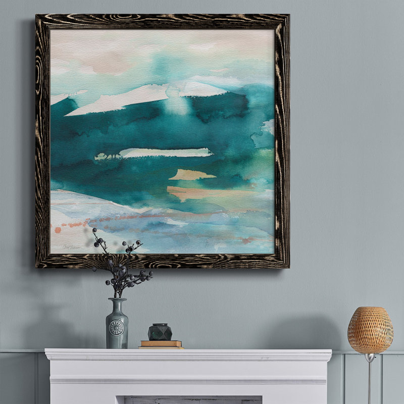 Palmier II - peinture sur toile encadrée, H 31,5 po x l 31,5 po x P 1,5 po, Cadre noir