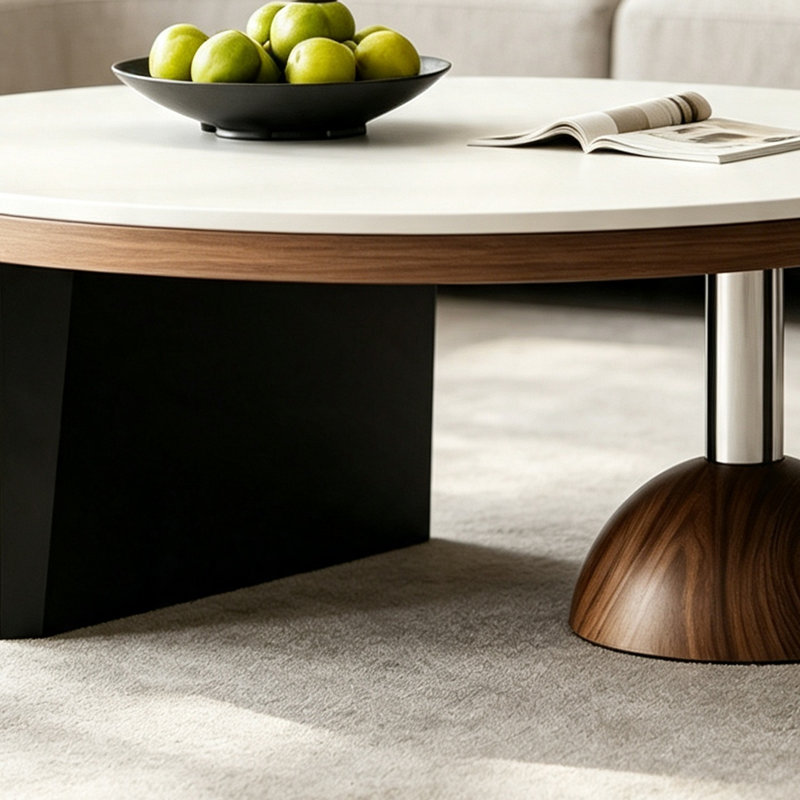 Table basse Minimalist, Couleur unie, H 12,59 po x l 27,55 po x P 27,55 po, Blanc