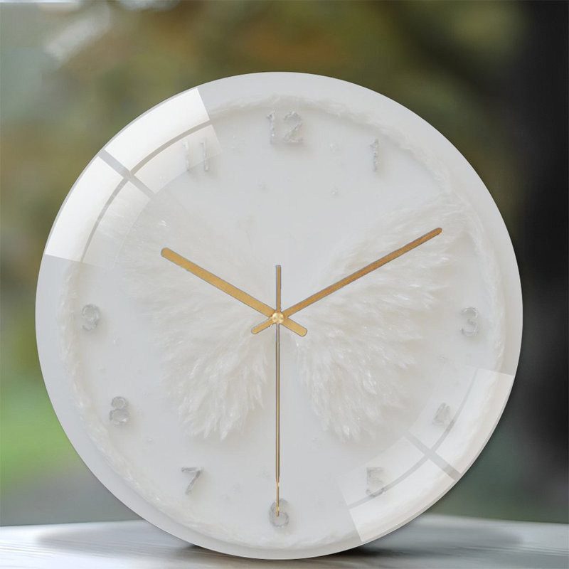 Angel-Wing-Clock-Face Art - 12'' Modern Glass Wall Clock