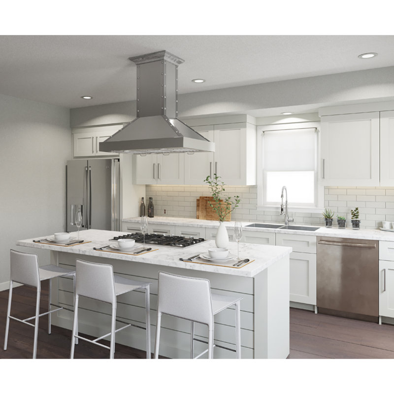 Cavaliere 36" Stainless Steel 900 CFM Ducted (Vented) Island Range Hood with Baffle Filter