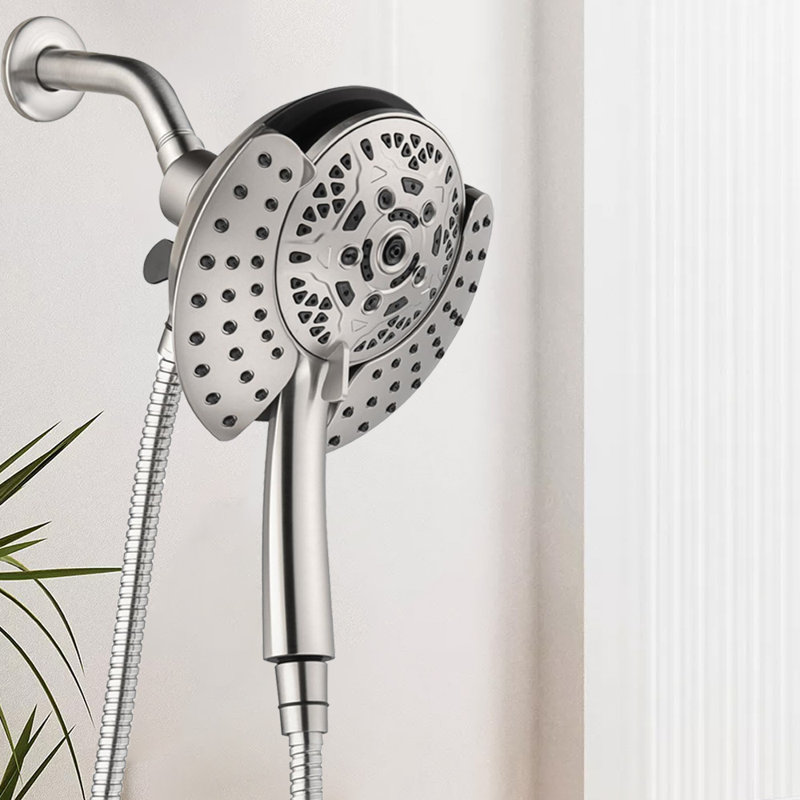 2-IN-1 Shower Head With 7.2" Rainfall Shower & Handheld Shower Head, Brushed Nickel