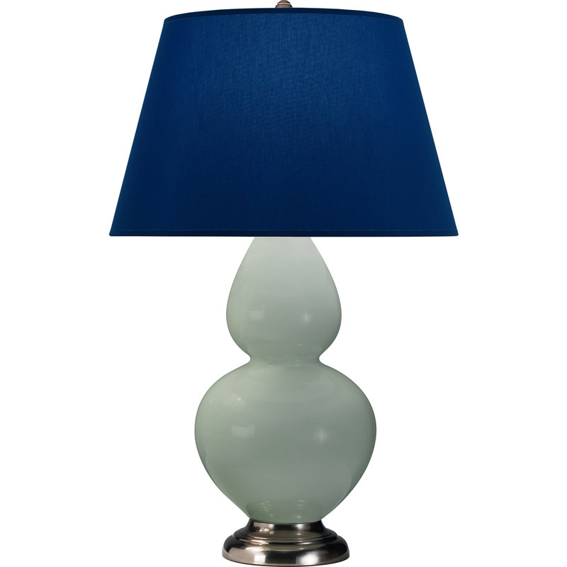 Lampe de table double gourde en céramique, Bleu marine/gris, Céladon glacé / argent antique, Argent argent
