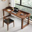 Bureau rectangulaire en bois massif brun noisette-2090445760