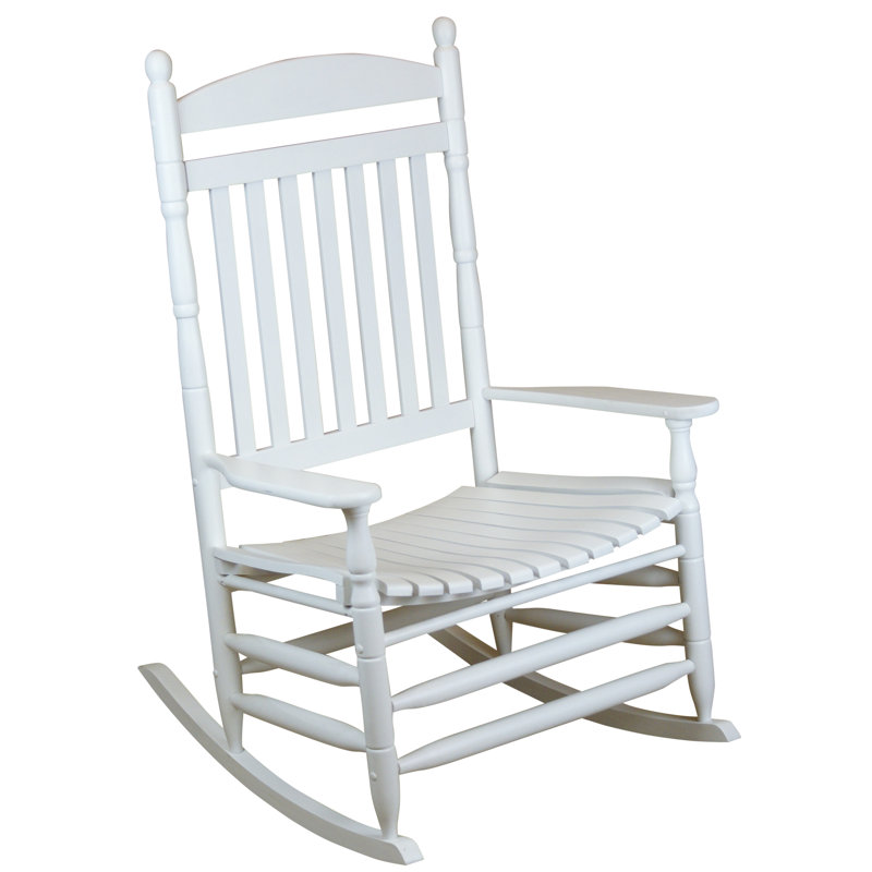 Chaise berçante en bois massif , Blanc