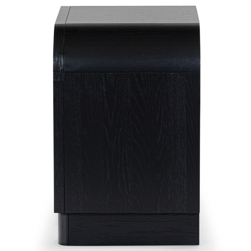 Dinah 2 Drawer Wood Nightstand, Black