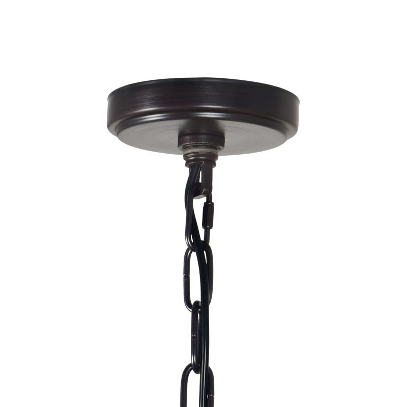 17'' 12-Light Drum Shade Chandelier with Oil Rubbed Bronze Finish – For Dining Room, Foyer, Living Room – E12 LED Compatible – Glass Lantern Cage with Candelabra Frame