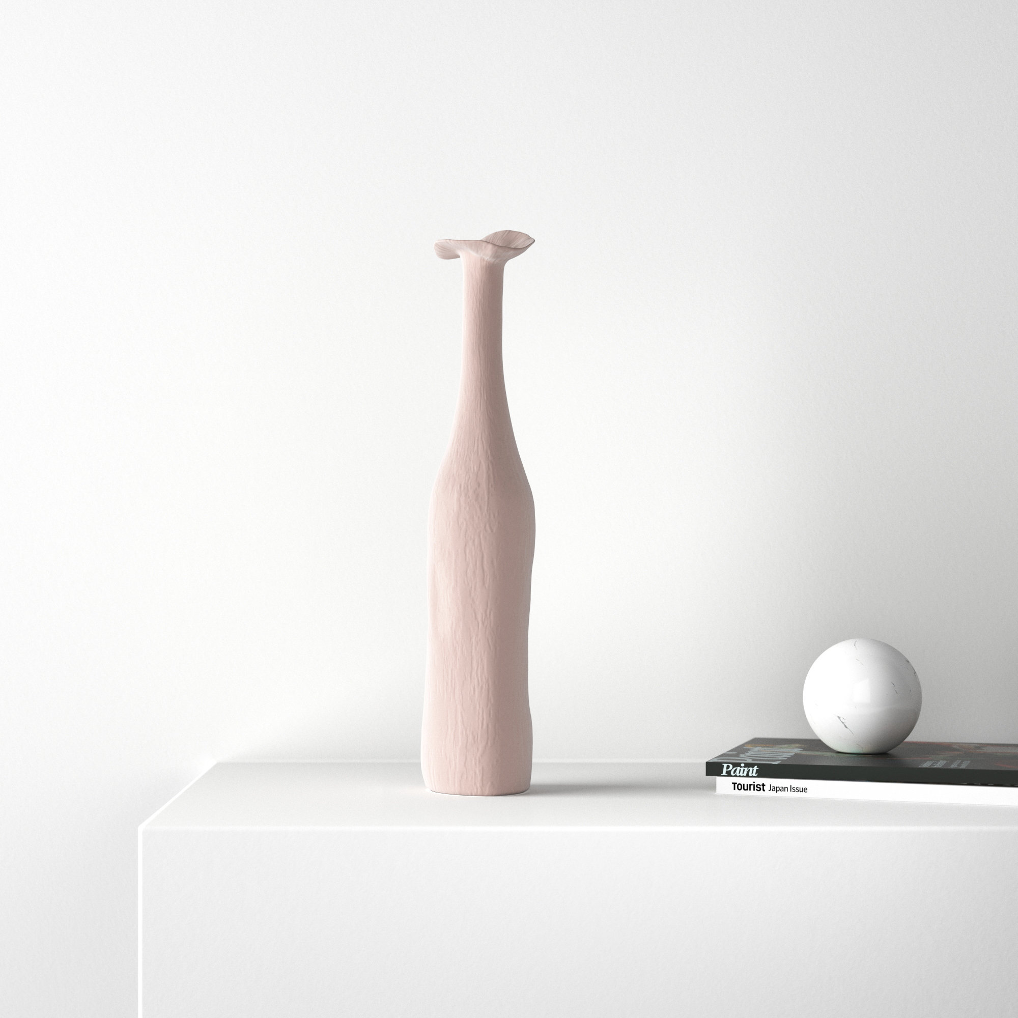 Paso Handmade Ceramic Table Vase, 15.35" H x 3.15" W x 3.15" D, White