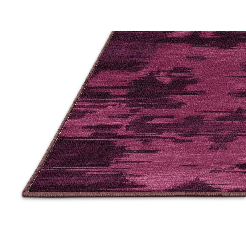 Tapis rouge abstrait lavable à la machine, Carré 5 pi