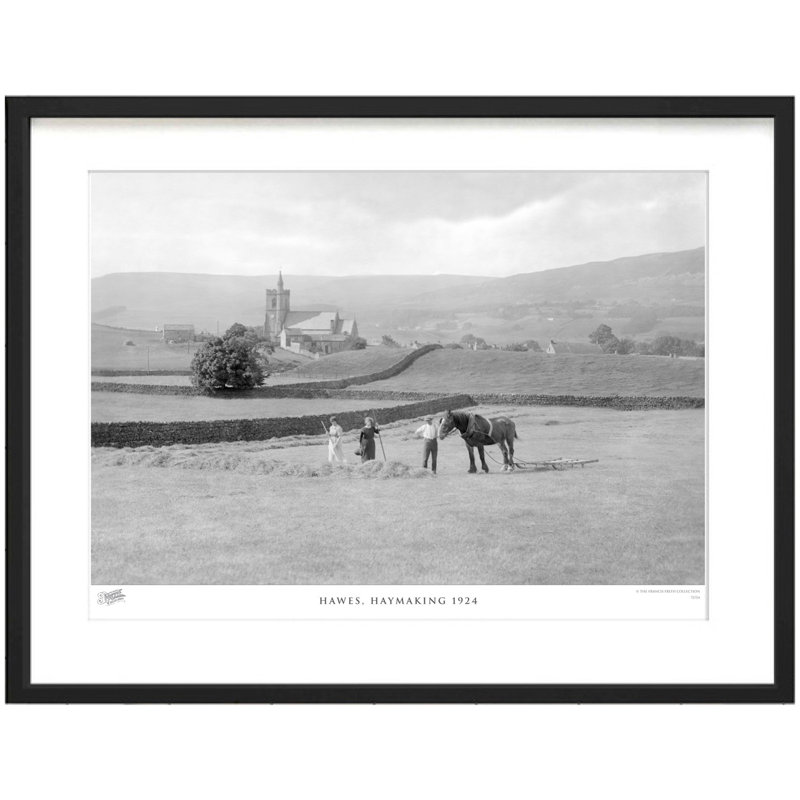 Hawes, Haymaking 1924 - Single Picture Frame Print, 60cm H x 80cm W x 2.3cm D, Black/White