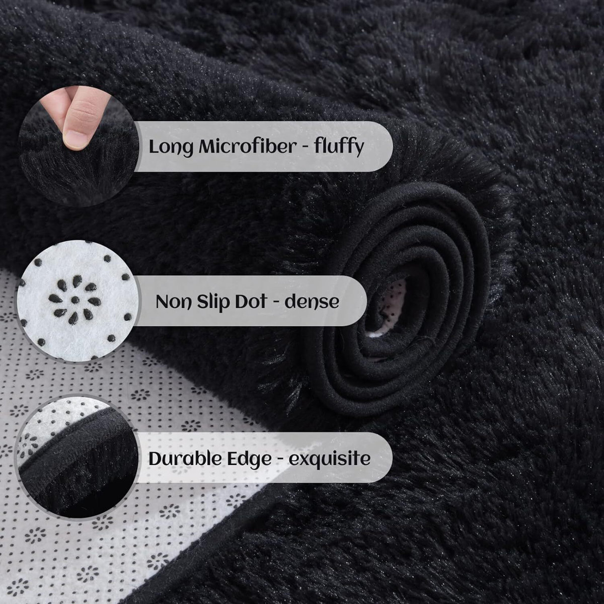 Mercer41 Ultra Soft Fluffy Black Bedroom Rug | Wayfair
