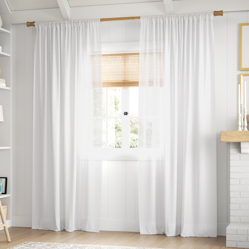 Panneau de rideau diaphane avec passe-tringle - Basics by Wayfair ™, l 59 po x L 108 po, Blanc