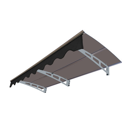 Auvent de fenêtre 79 po x 34 po - Supports en alliage d'aluminium pour toit en tôle de polycarbonate résistant à la pluie et cantonnière